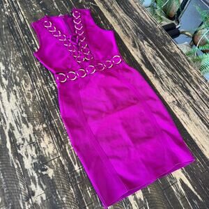 12TH HEART - NEW Fuchsia & Gold Bandage Dress - SMALL